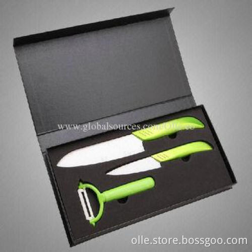 3pcs Ceramic Knife Set with Red Handle